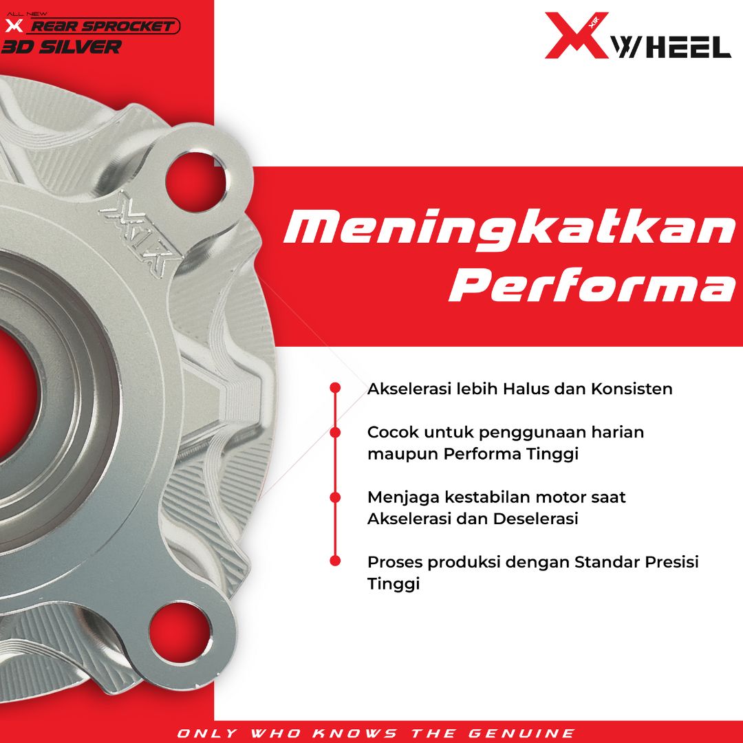X-WHEEL Rear Sprocket Hub CNC 3D RaiderSatria SILVER 4H
