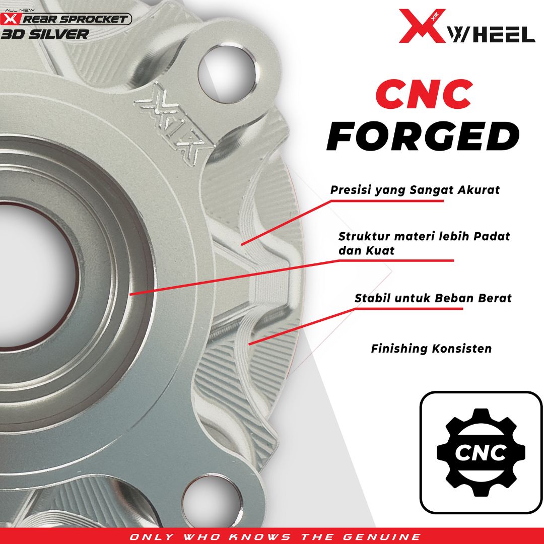 X-WHEEL Rear Sprocket Hub CNC 3D RaiderSatria SILVER 4H