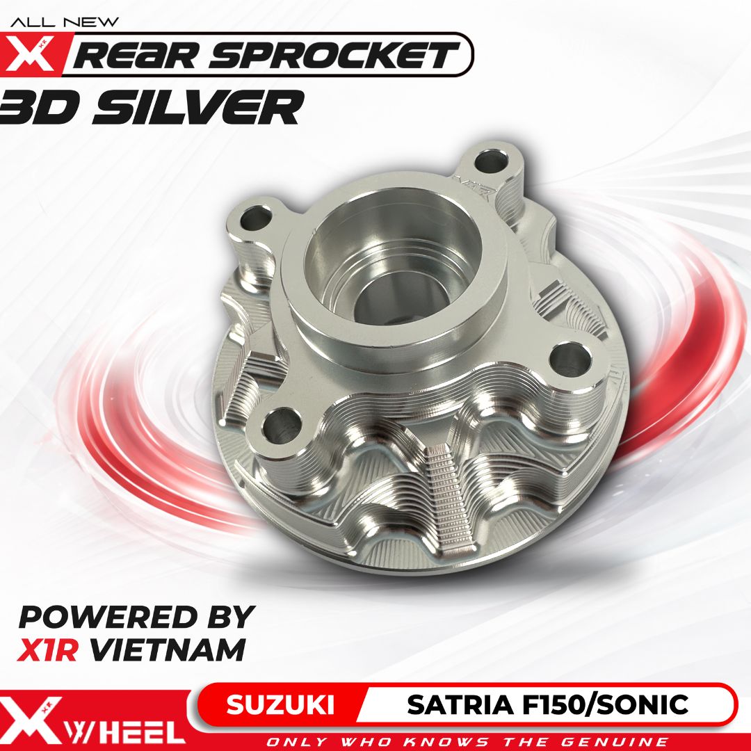 X-WHEEL Rear Sprocket Hub CNC 3D RaiderSatria SILVER 4H