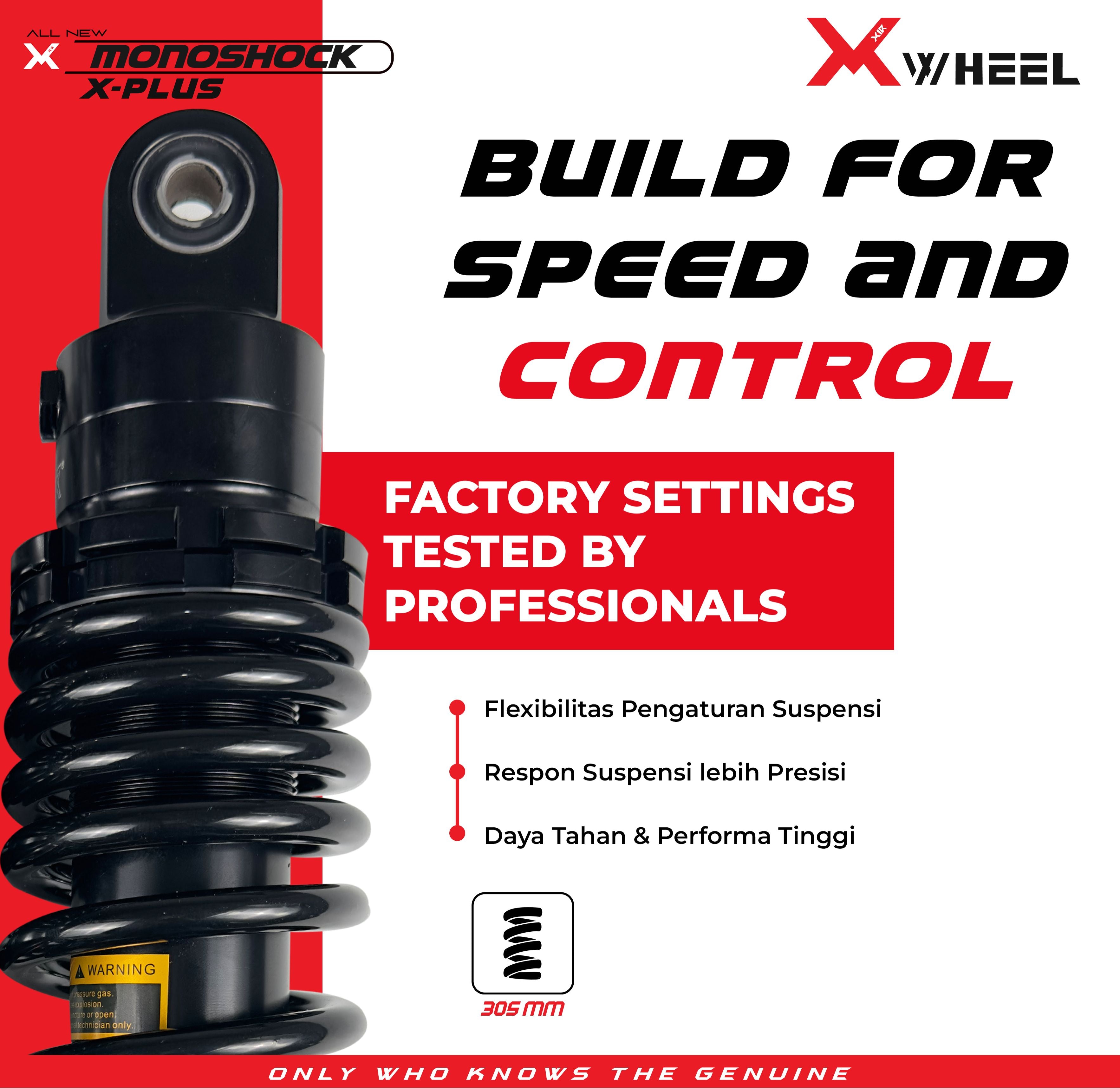 X-WHEEL Shock Breaker Mono D-Series X-Plus Mio 115 305MM Black Gold/Black