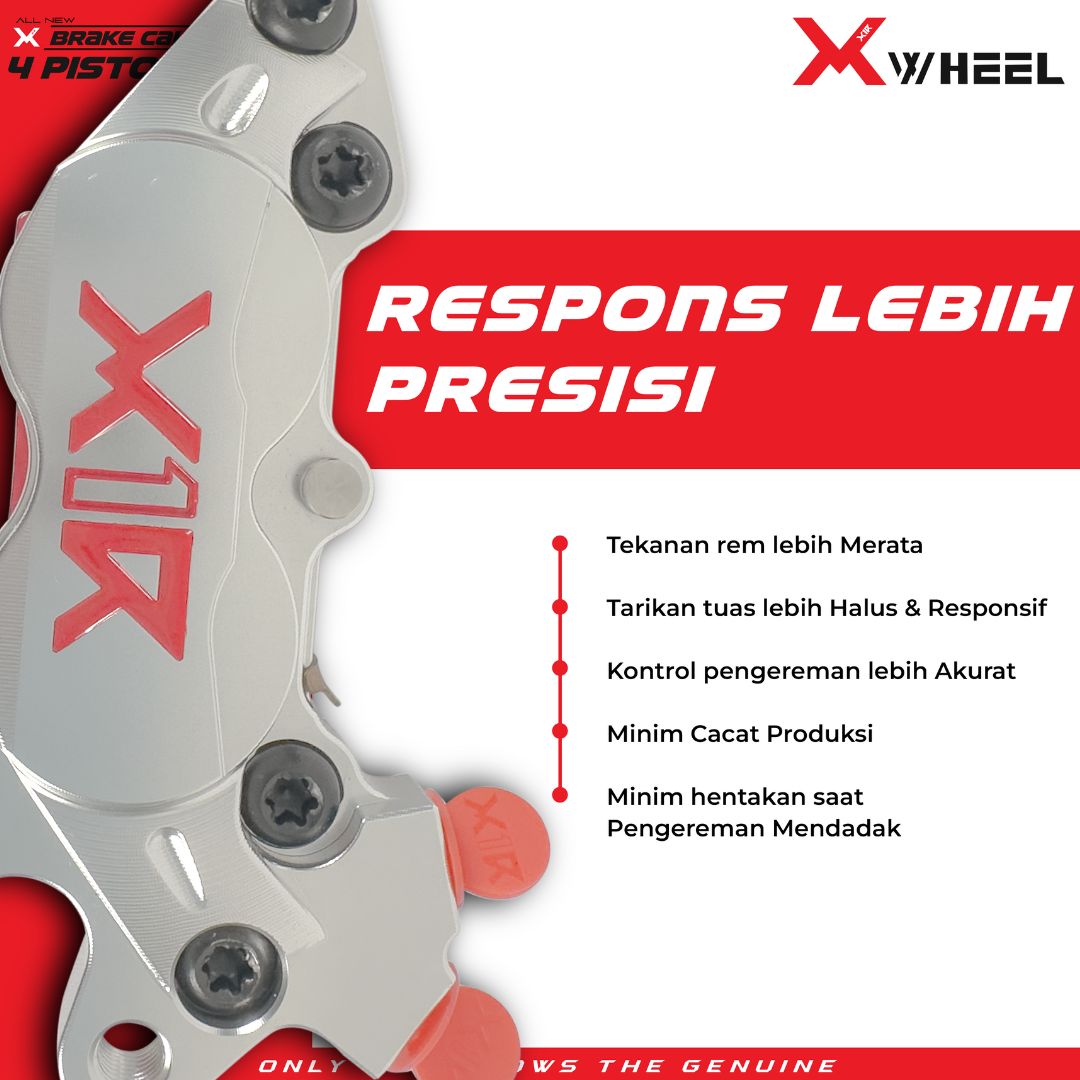 X-WHEEL Brake Caliper 4 Piston All Type Black/Silver