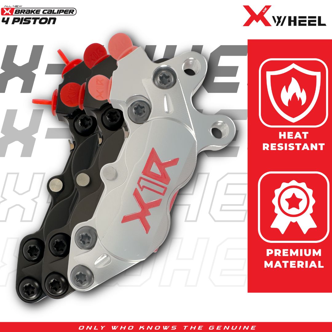 X-WHEEL Brake Caliper 4 Piston All Type Black/Silver