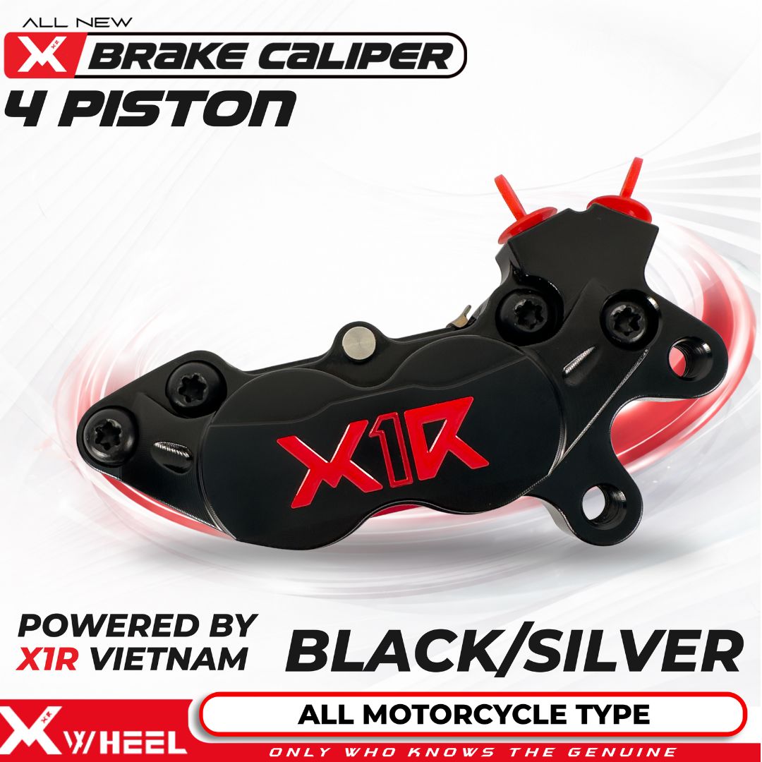 X-WHEEL Brake Caliper 4 Piston All Type Black/Silver