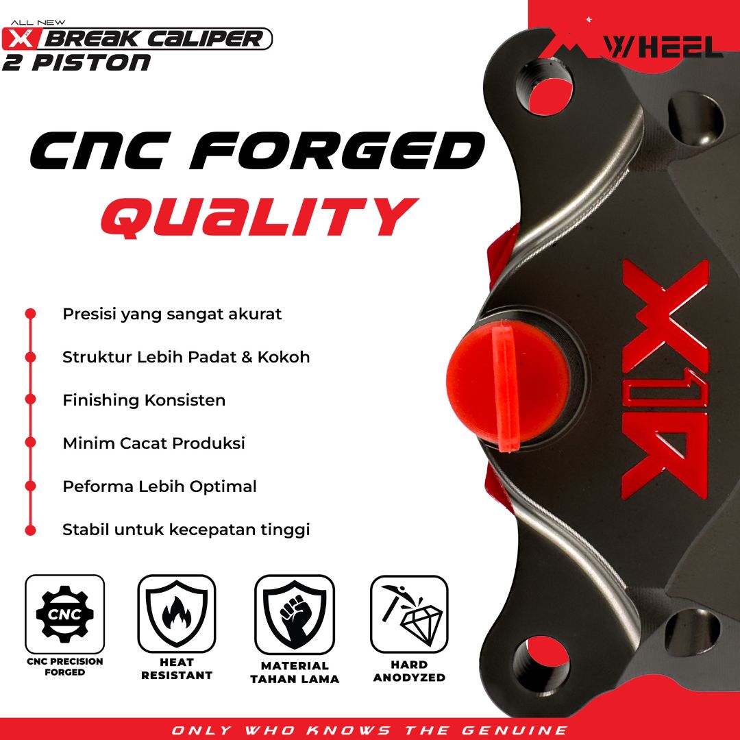 X-WHEEL Brake Caliper 2 Piston All Type Hard Gray Anodyzed