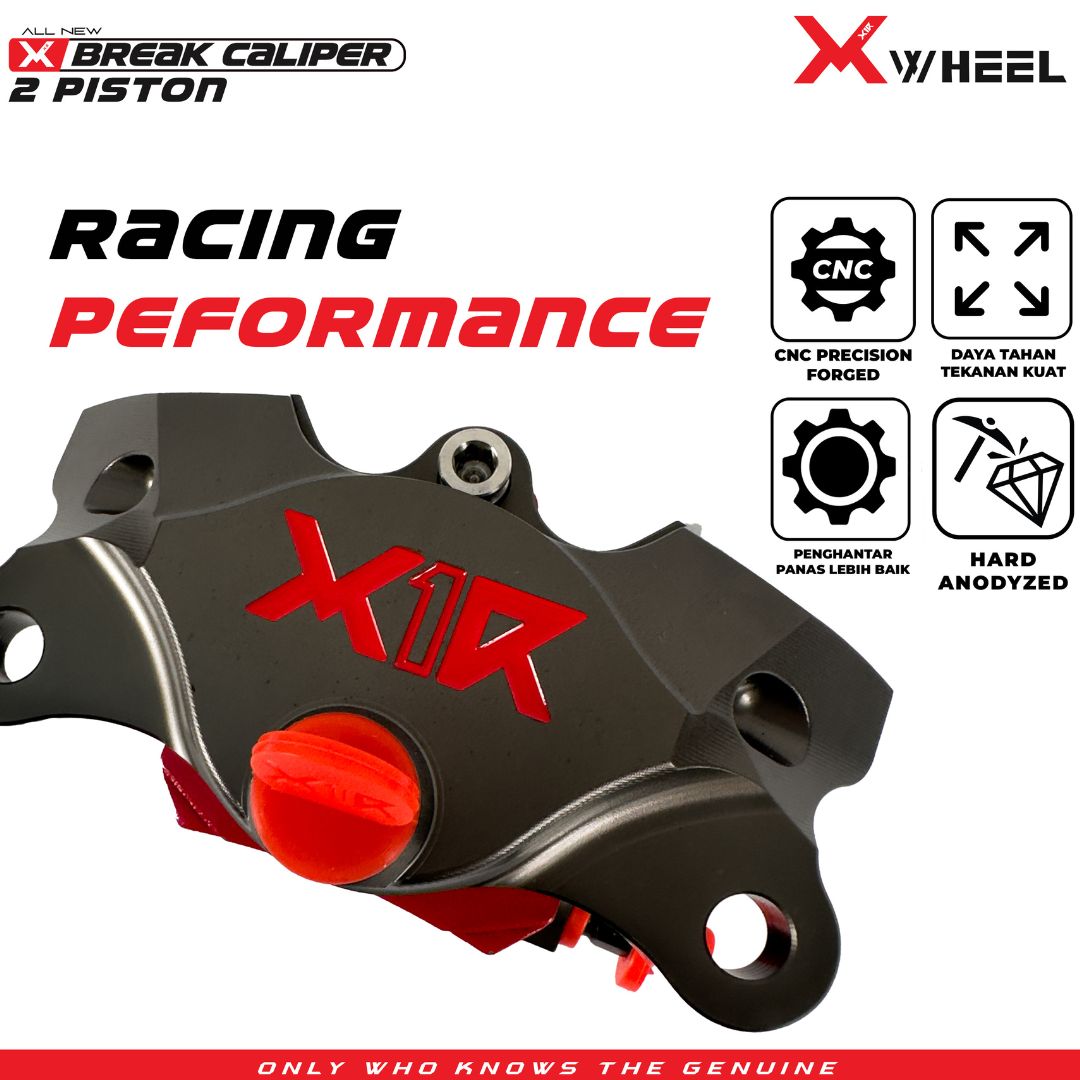 X-WHEEL Brake Caliper 2 Piston All Type Hard Gray Anodyzed