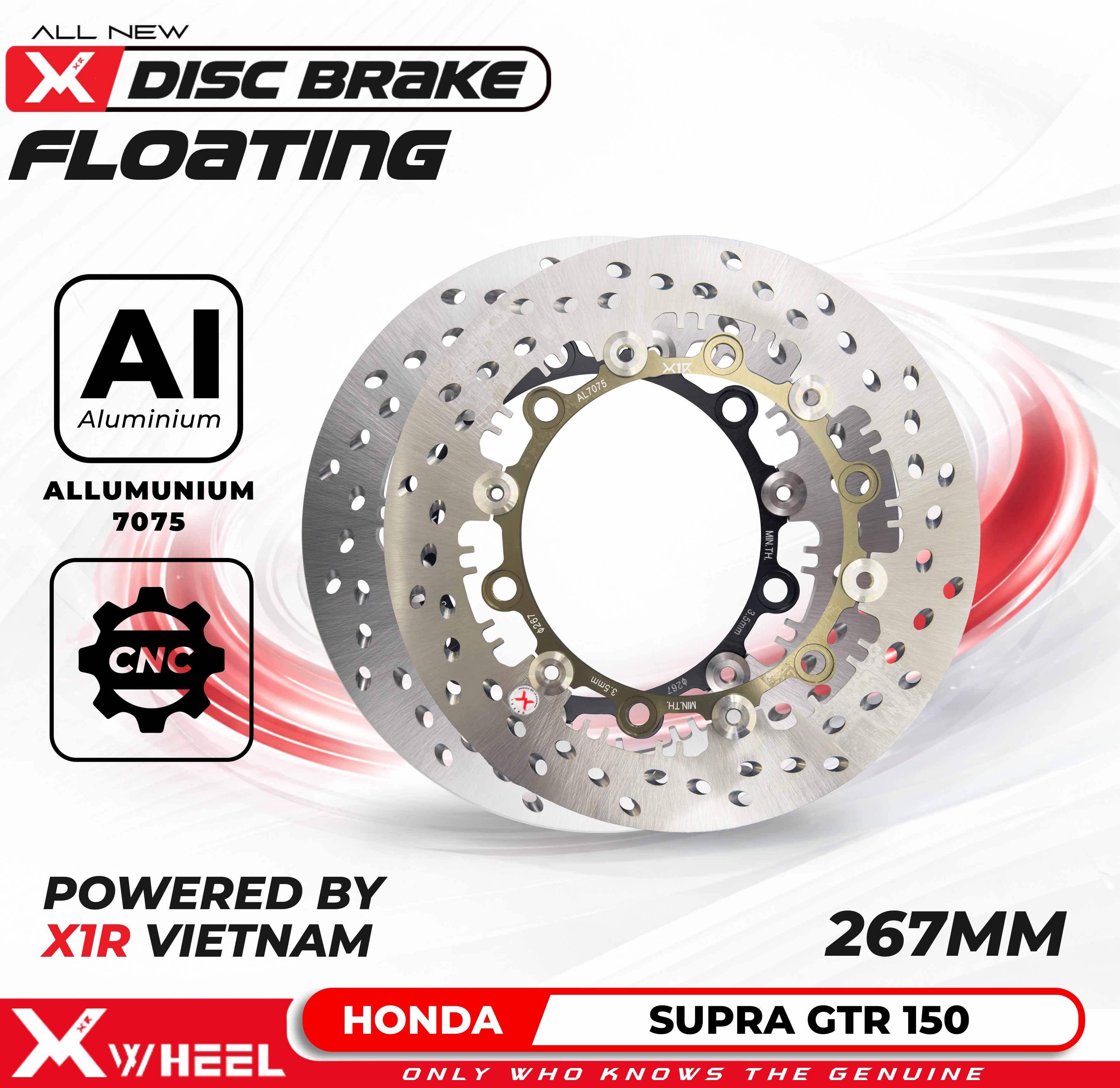 X-WHEEL Floating Brake Disc AL7075 SUPRA GTR150 267MM Black/Gold