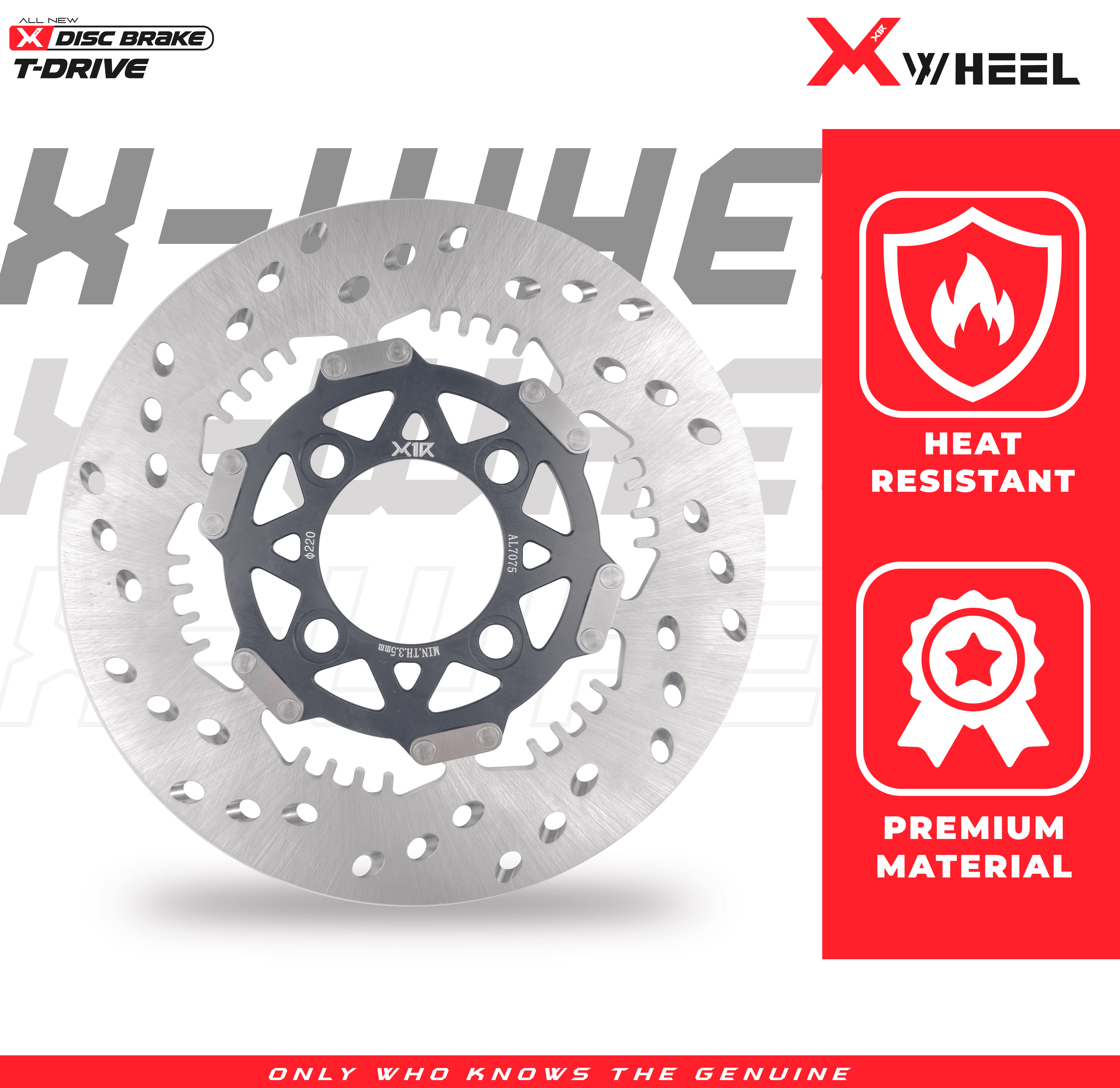 X-WHEEL T-Drive Brake Disc Left Vario 150 220MM Black/Gold