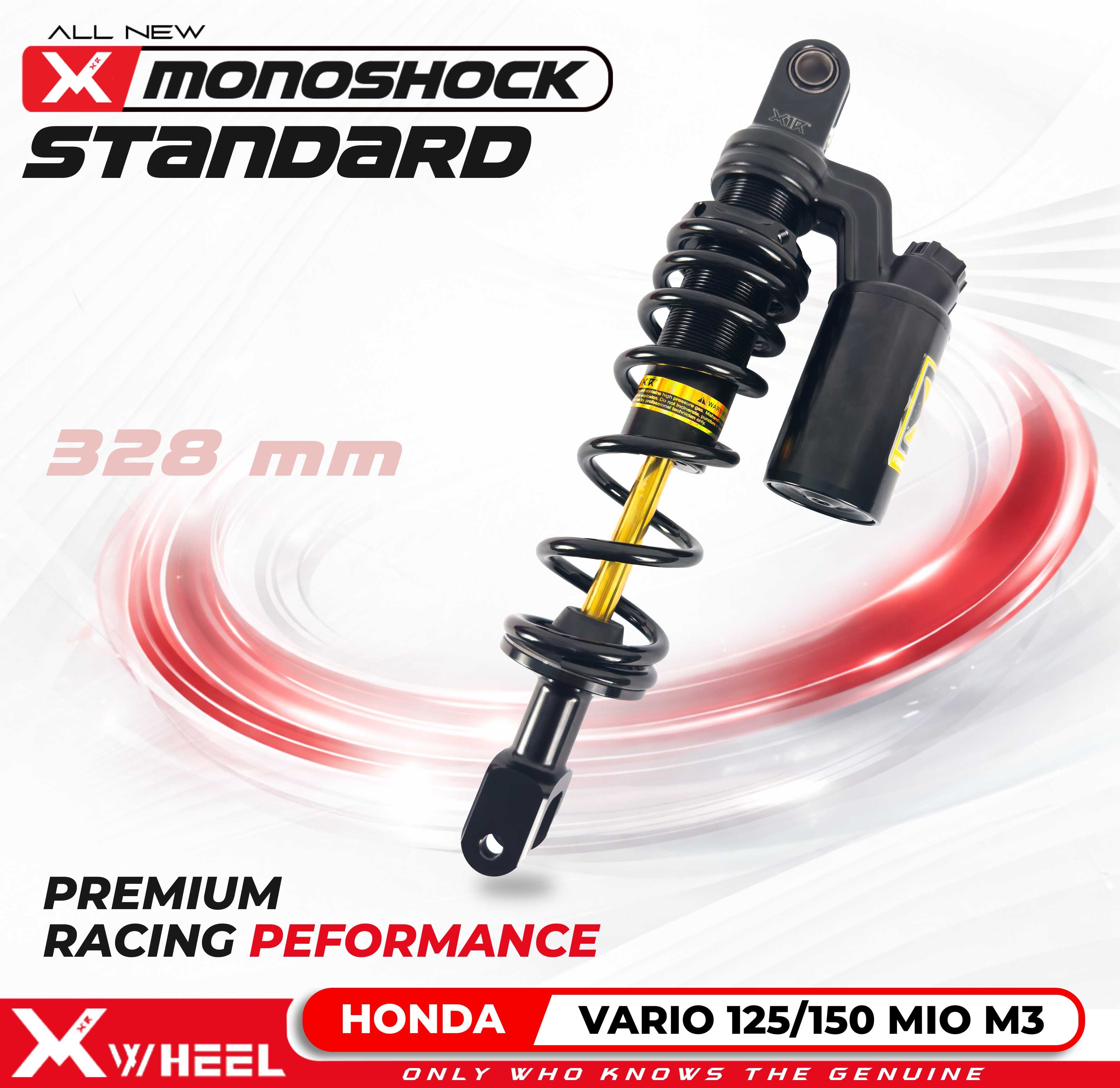 X-WHEEL Shock Breaker Mono O-Series Standard Vario 125/150 328MM Black Gold