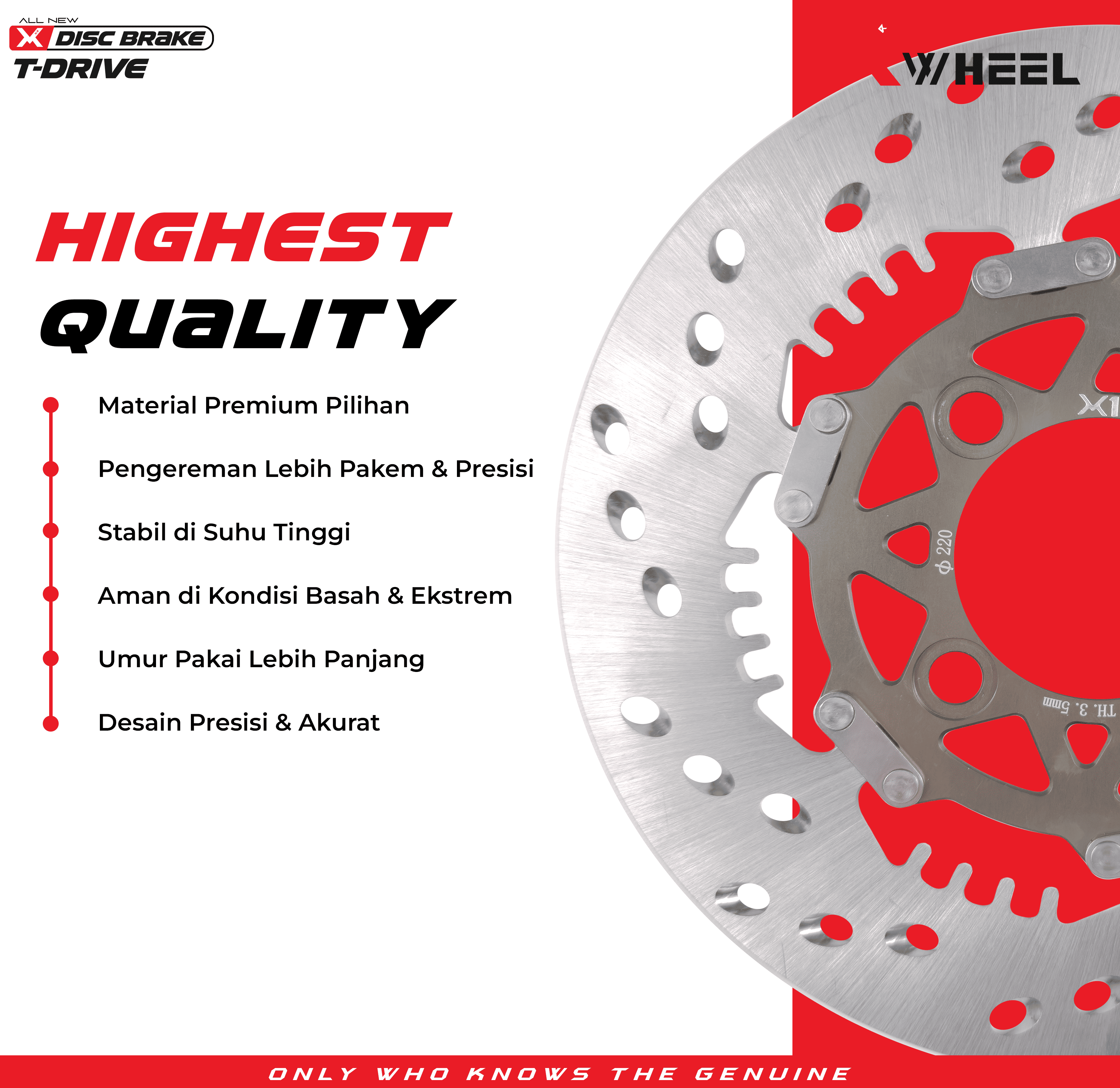 X-WHEEL T-Drive Brake Disc Left Vario 150 220MM Black/Gold