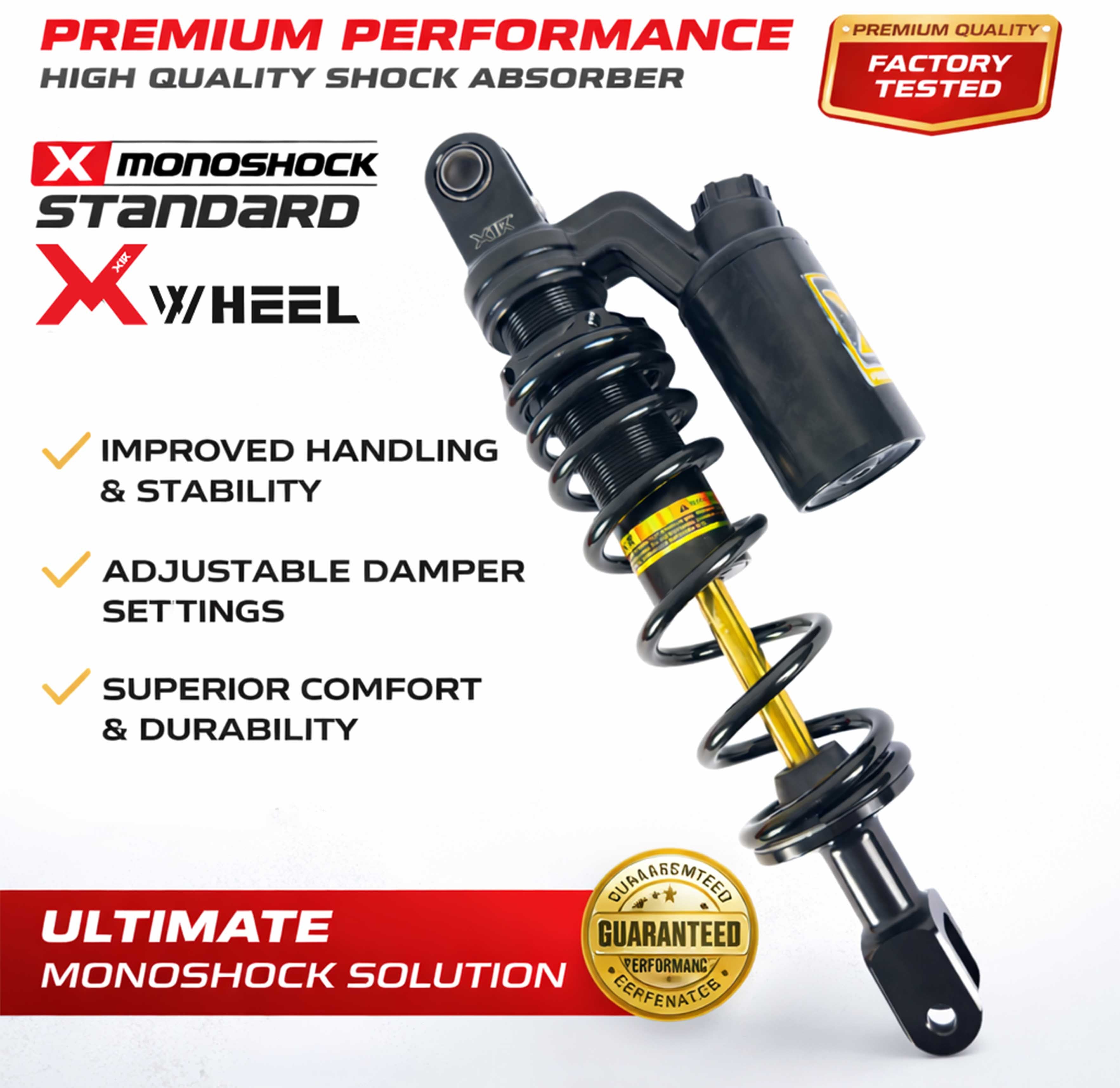 X-WHEEL Shock Breaker Mono O-Series X-Plus Vario 125/150 328MM Black Gold