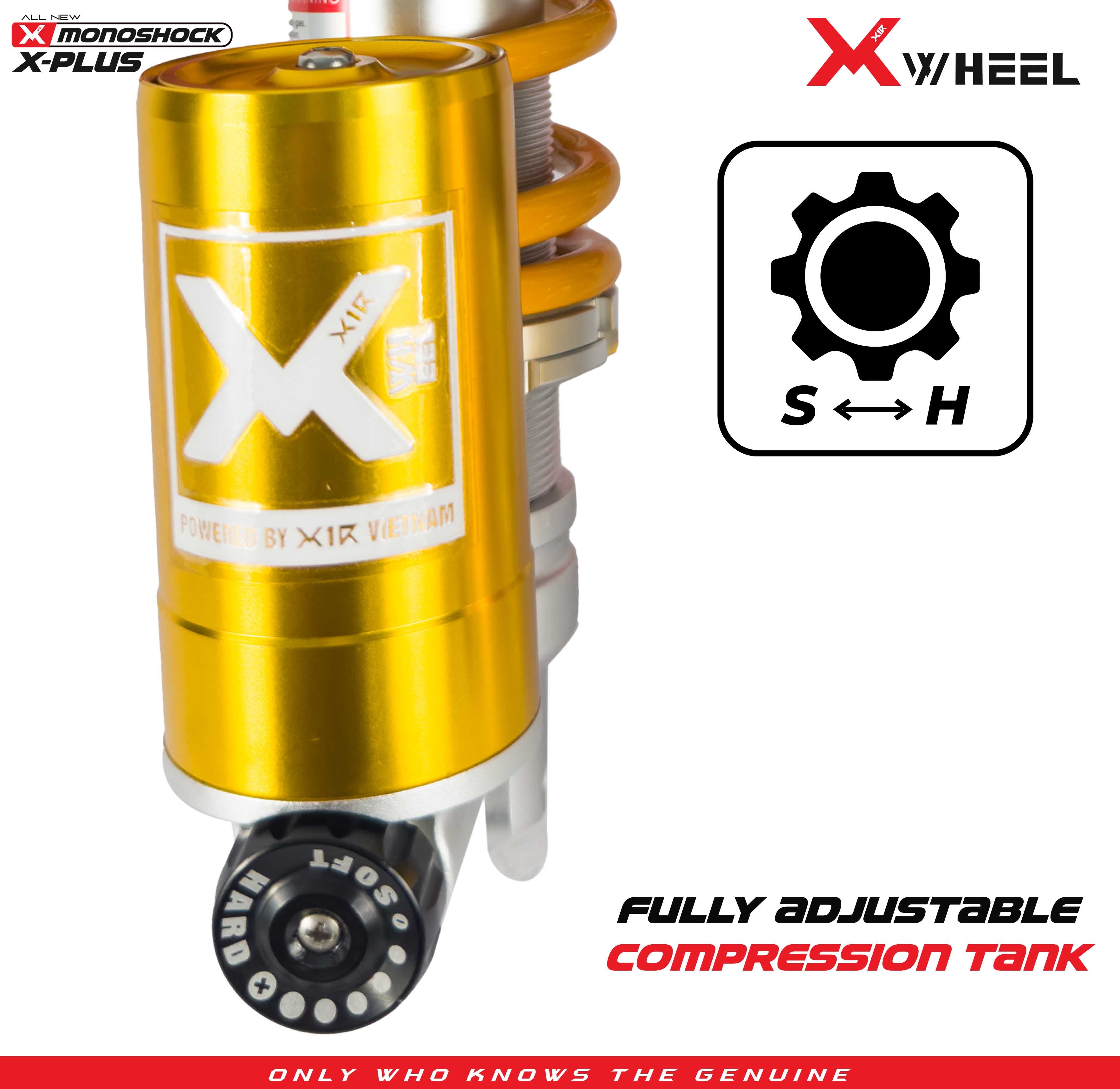 X-WHEEL Shock Breaker Mono O-Series X-Plus Vario 125/150 325FMM Tabung Bawah Gold/Black