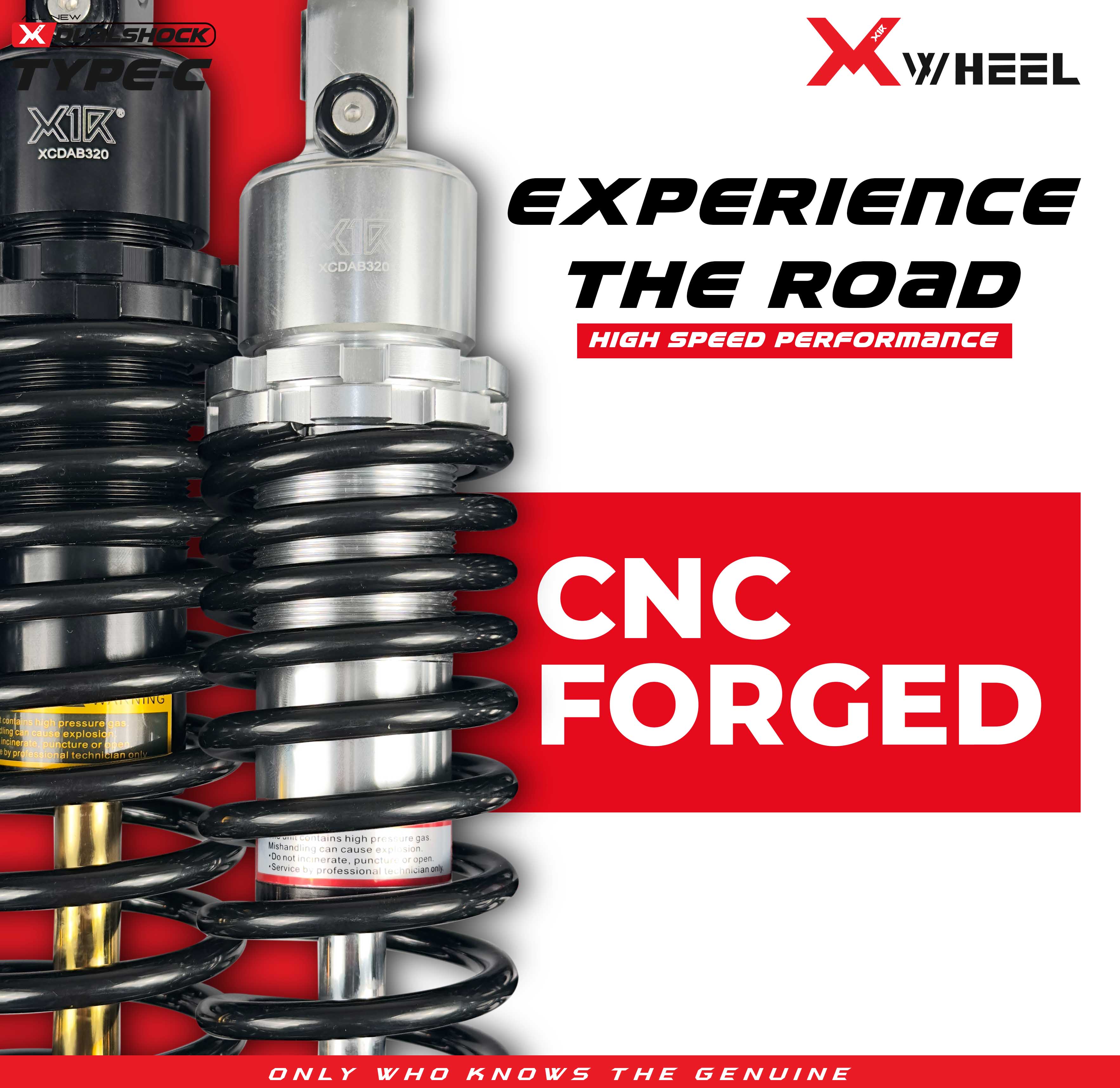 X-WHEEL Shock Breaker Dual D-Series Type C PCX 2014 320MM Black/Black Gold