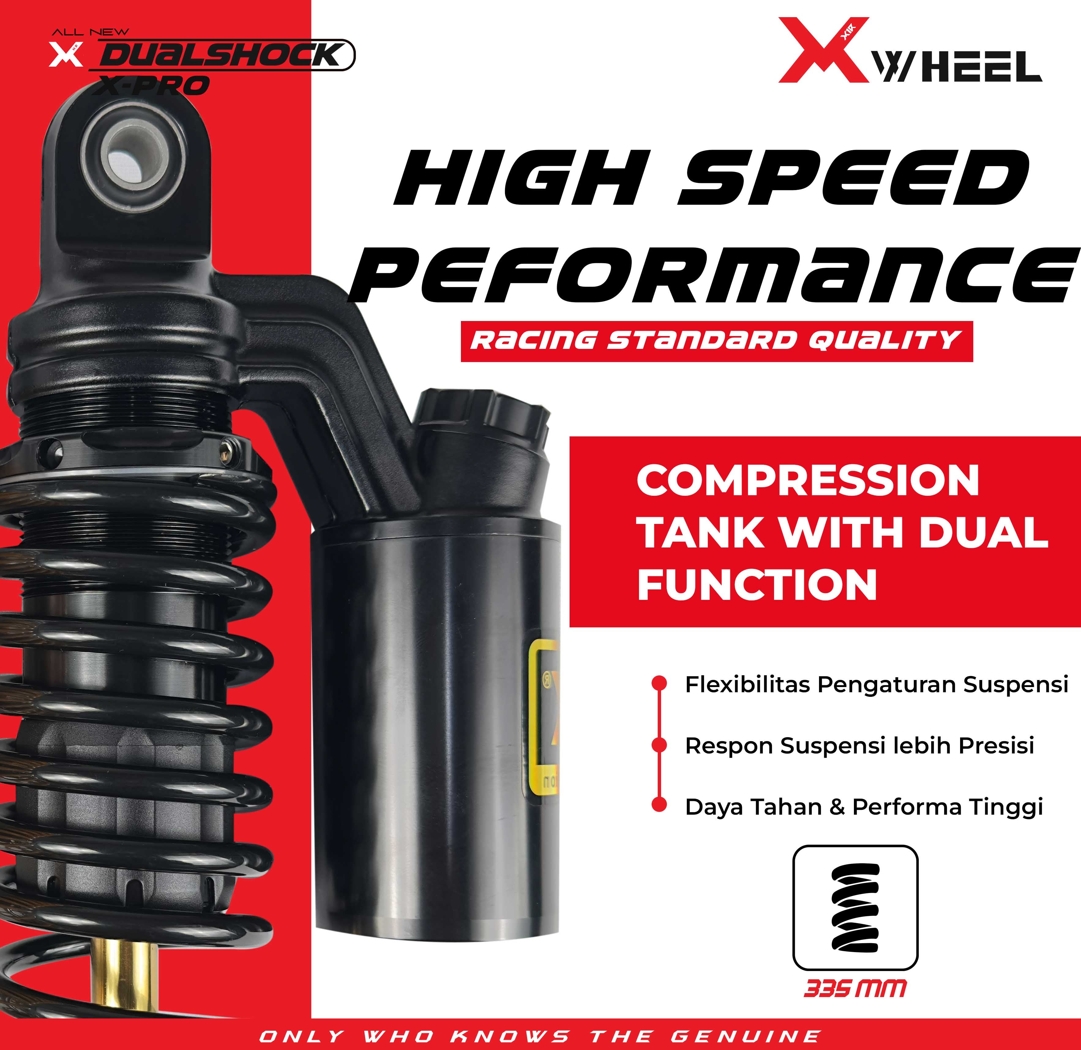 X-WHEEL Shock Breaker Dual O-Series X-Pro PCX/NMAX 335MM Black Gold/Gold