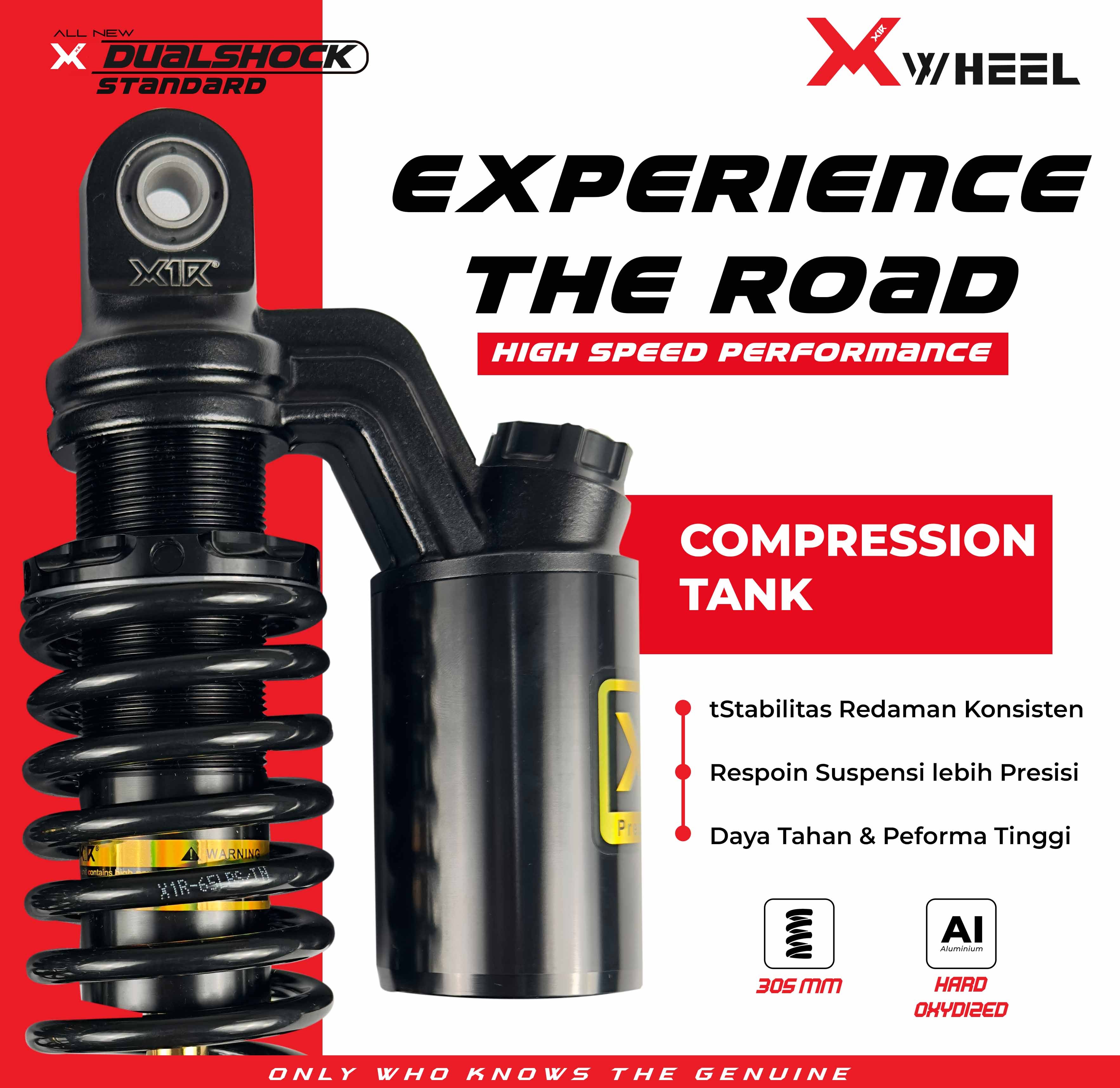 X-WHEEL Shock Breaker Dual O-Series Standard NMAX/AEROX 305MM Black Gold