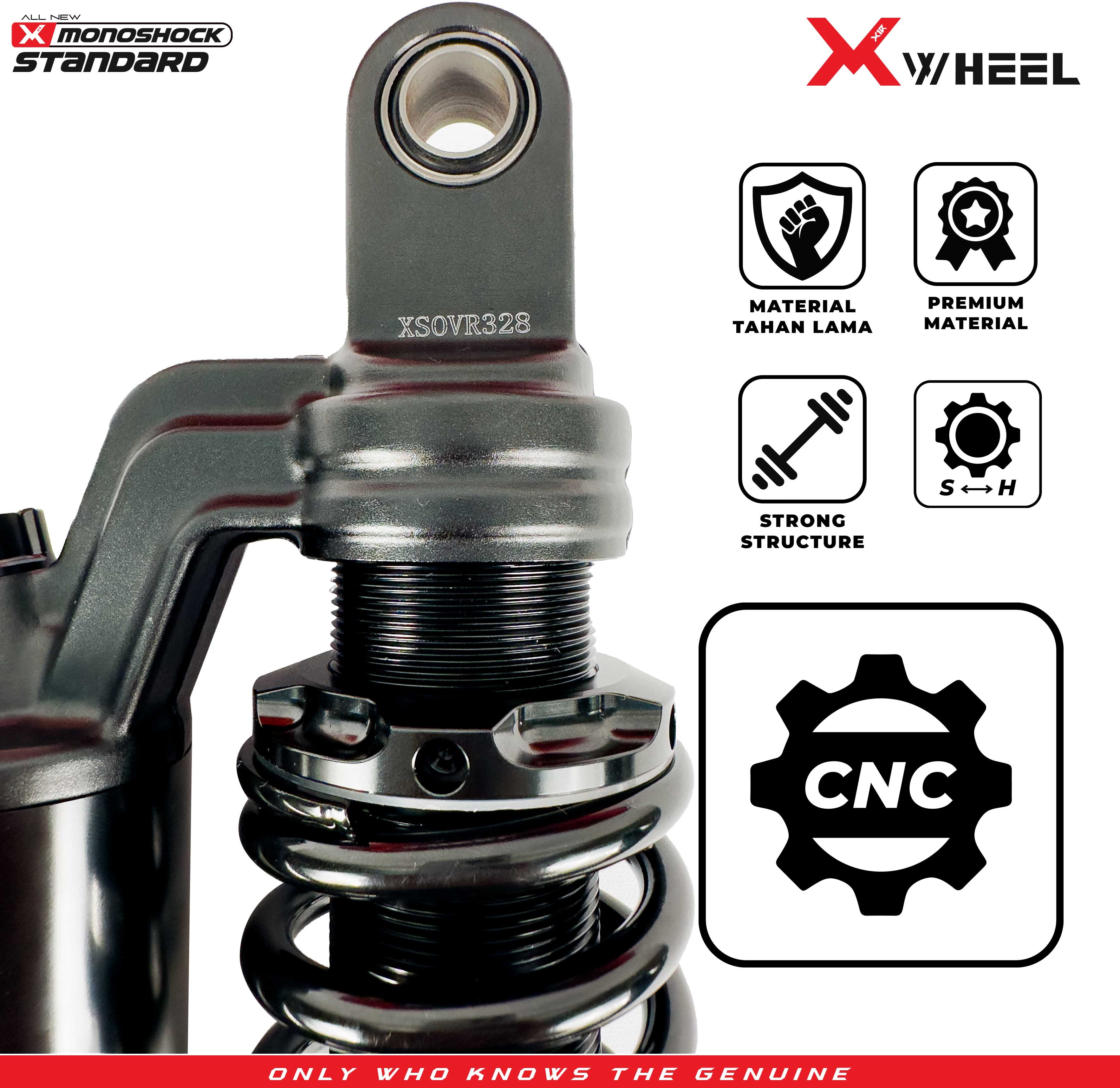 X-WHEEL Shock Breaker Mono O-Series Standard Vario 125/150 328MM Black Gold