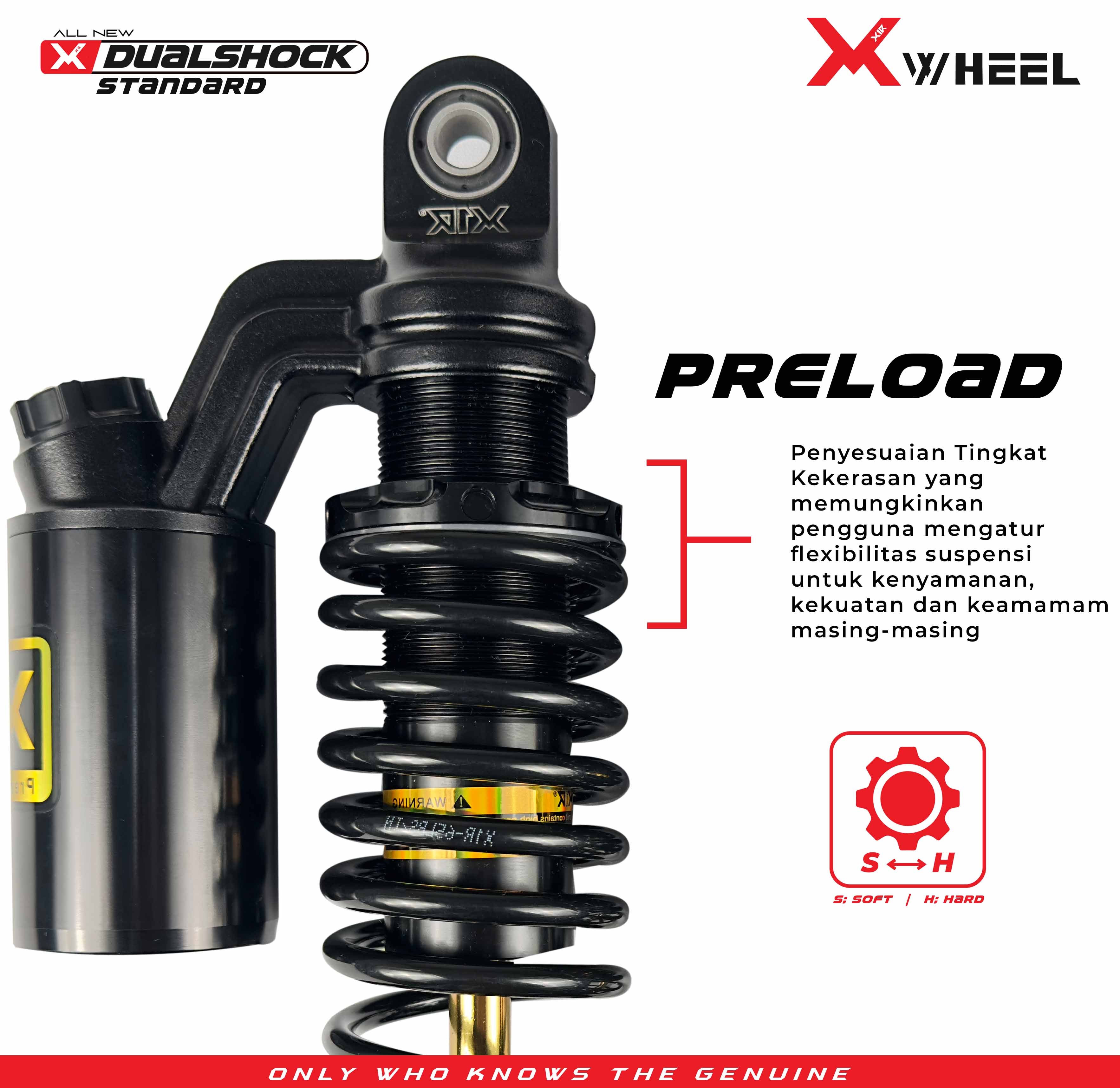 X-WHEEL Shock Breaker Dual O-Series Standard NMAX/AEROX 305MM Black Gold