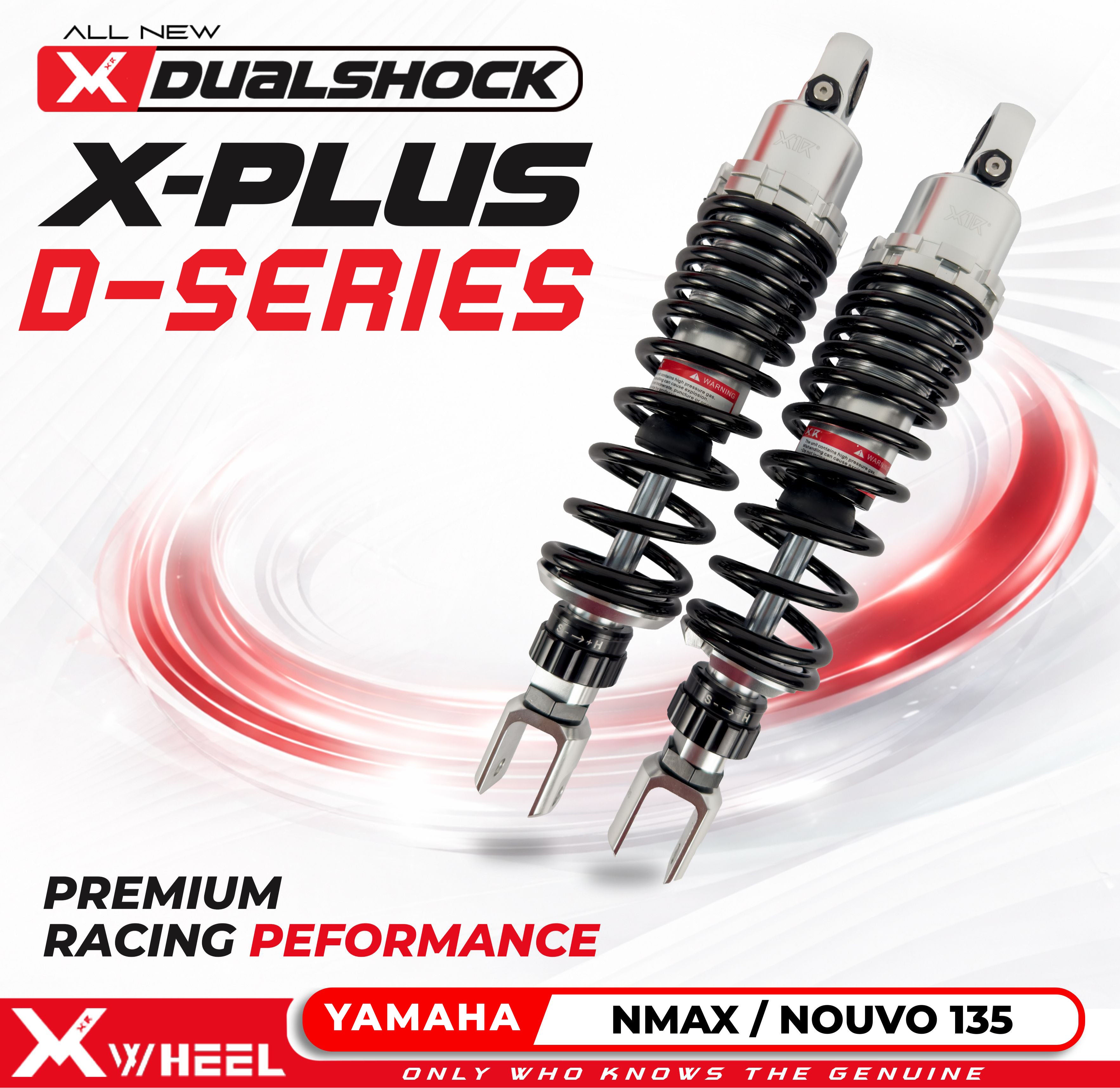 X-WHEEL Shock Breaker Dual D-Series X-Plus NMAX/Nouvo 135/AEROX 305MM Black/Black Gold
