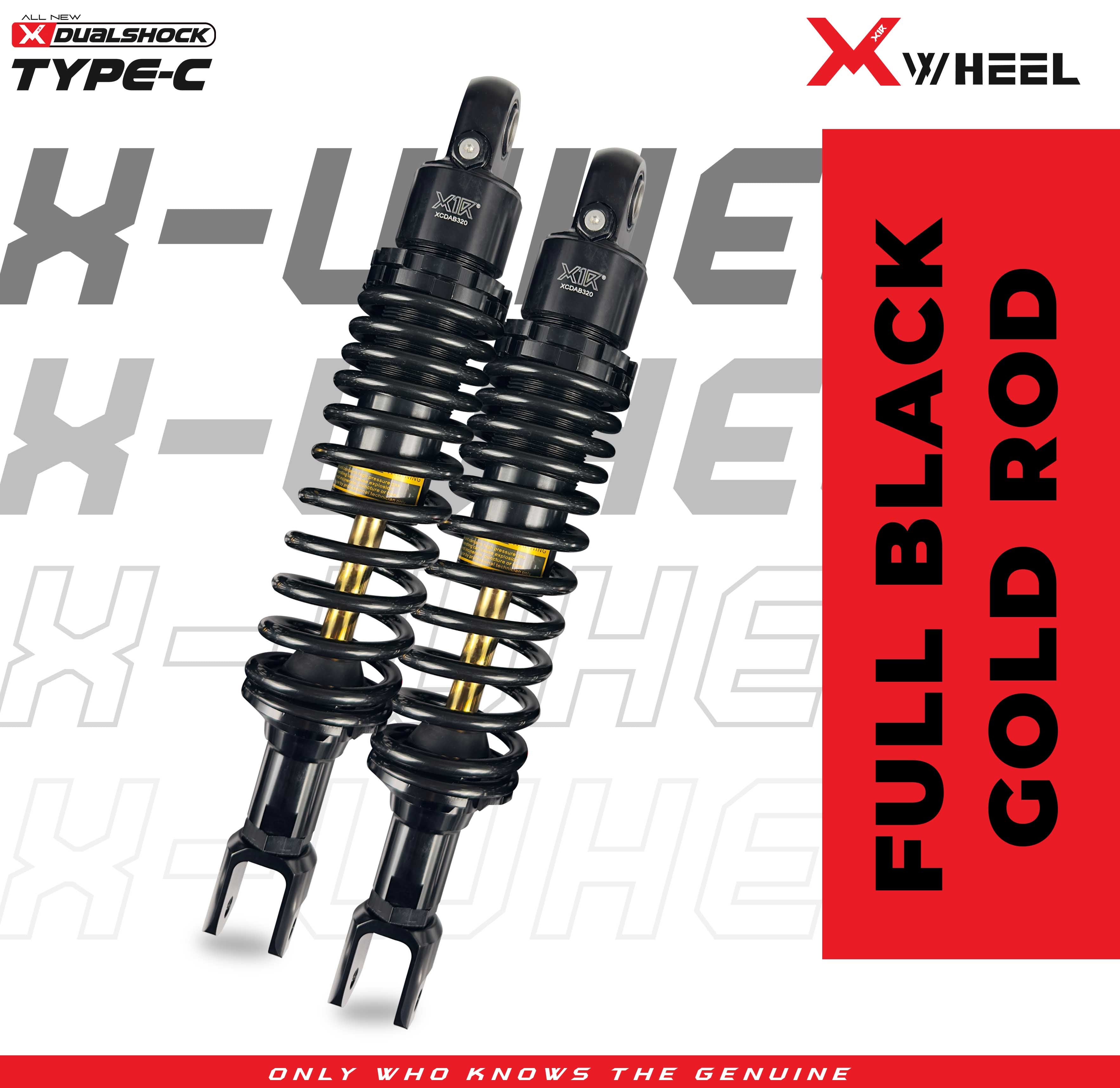 X-WHEEL Shock Breaker Dual D-Series Type C PCX 2014 320MM Black/Black Gold